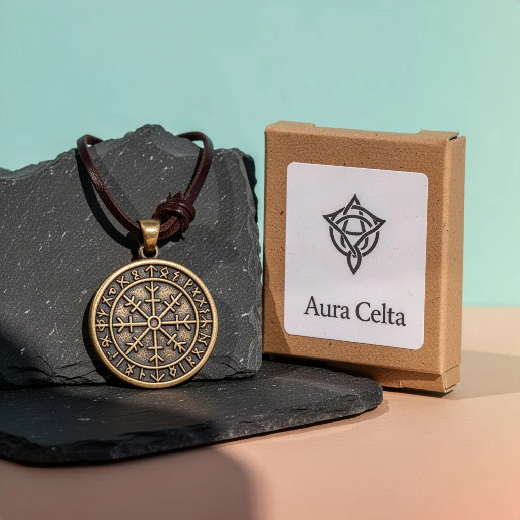 Colgante Rúnico Vegvísir en Bronce Fundido